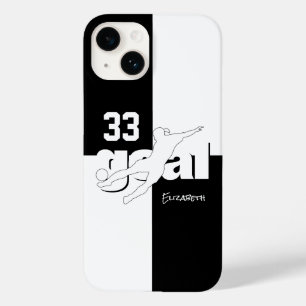 白黒サッカー女子の名前ジャージー番号 Case-Mate iPhone 14ケース