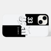 白黒サッカー女子の名前ジャージー番号 Case-Mate iPhoneケース (裏面 (横))