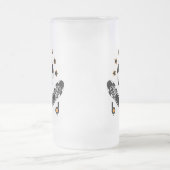 白黒サッカー用具パターン フロストグラスビールジョッキ (中央)