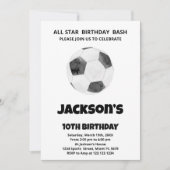 白黒サッカー誕生日招待状 招待状 (正面)