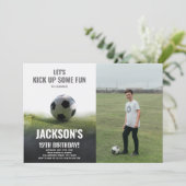 白黒サッカー誕生日招待状 招待状 (スタンド正面)