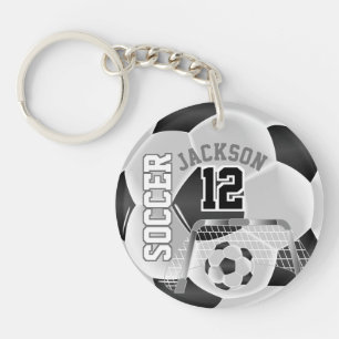 白黒サッカー⚽ボールスポーツキーチェーン キーホルダー