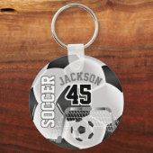 白黒サッカー⚽ボールスポーツ キーホルダー (正面)