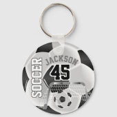 白黒サッカー⚽ボールスポーツ キーホルダー (裏面)