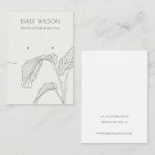 白黒サビットパームリーフスケッチイヤリングネックレス 名刺 (正面/裏面)