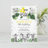 白黒サファリアニマルズ誕生日 招待状 (スタンド正面)