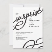 白黒サプライズエレガント誕生日パーティー 招待状 (正面)