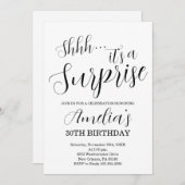 白黒サプライズ誕生日パーティー 招待状 (正面/裏面)