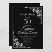 白黒サプライズ30th誕生日ディナー 招待状 (正面/裏面)