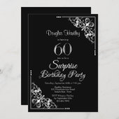白黒サプライズ60th誕生日パーティー 招待状 (正面/裏面)