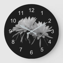 白黒サボテン開花 ラージ壁時計