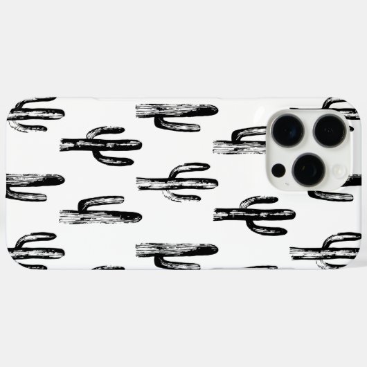 白黒サボテン。植物モダン模様 Case-Mate iPhoneケース (裏面 (横))