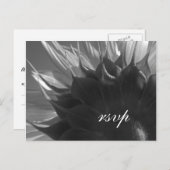 白黒サマーガーデンサンフラワーウェディングRSVP インビテーションポストカード (正面/裏面)