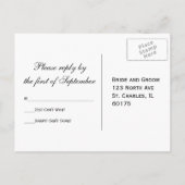 白黒サマーガーデンサンフラワーウェディングRSVP インビテーションポストカード (裏面)