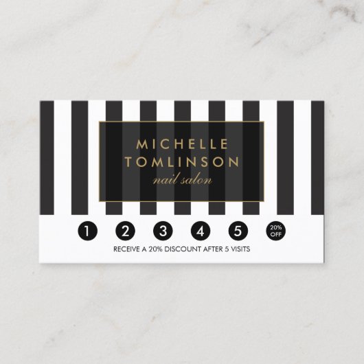 白黒サロンストライプロイヤリティカード ロイヤリティカード (正面)