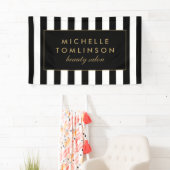 白黒サロンバナストライプー 横断幕 (インサイチュ)