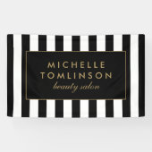 白黒サロンバナストライプー 横断幕 (横)