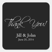 白黒サンキュユー結婚式の引き出物シール スクエアシール (正面)