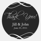 白黒サンキュユー結婚式の引き出物シール ラウンドシール (正面)