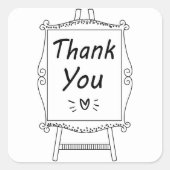 白黒サンキューウェディングパーティサイン スクエアシール (正面)