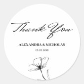 白黒サンキューエレガント結婚式の引き出物 ラウンドシール (正面)
