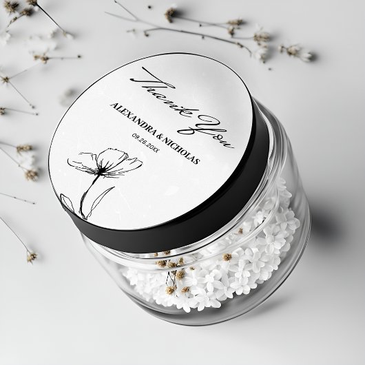 白黒サンキューエレガント結婚式の引き出物 ラウンドシール