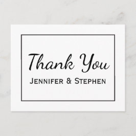 白黒サンキューミニマリストウェディングパーティー ポストカード