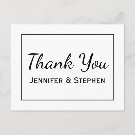 白黒サンキューミニマリストウェディングパーティー ポストカード (正面)