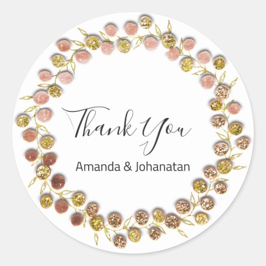 白黒サンキューモノグラムゴールデンバラ ラウンドシール (正面)