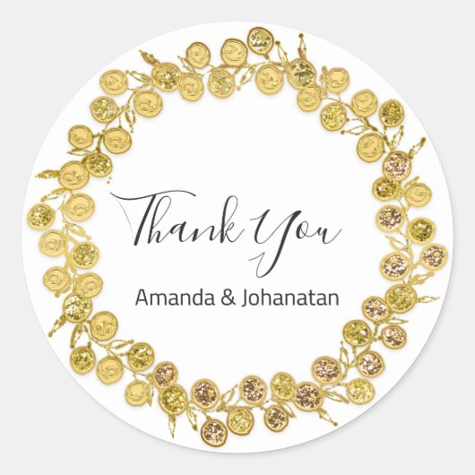 白黒サンキューモノグラムゴールデンリースクラス ラウンドシール (正面)