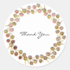 白黒サンキューモノグラムゴールデンリースバラ ラウンドシール