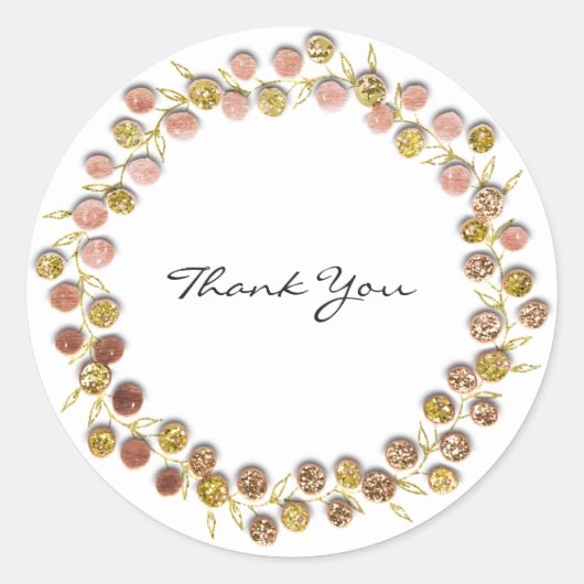 白黒サンキューモノグラムゴールデンリースバラ ラウンドシール (正面)