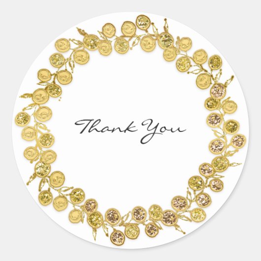 白黒サンキューモノグラムゴールデンリース ラウンドシール (正面)