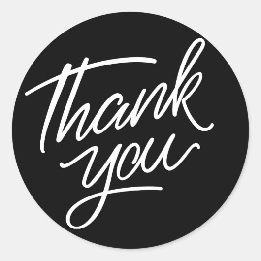 白黒サンキュー結婚のブライダルシャワーパーティー ラウンドシール (正面)