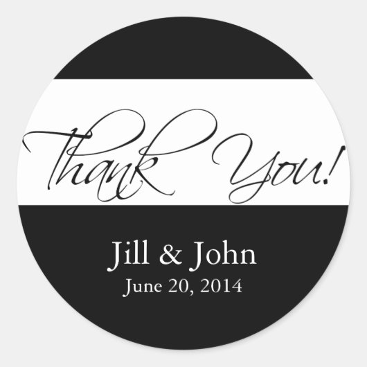 白黒サンキュー結婚式の引き出物シール ラウンドシール (正面)