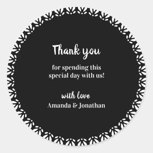 白黒サンキュー結婚式の引き出物シール ラウンドシール (正面)