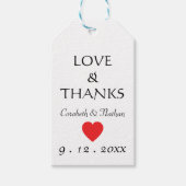 白黒サンキュー赤いハート結婚 ギフトタグ (正面)
