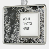 白黒サンゴI抽象芸術自然写真 シルバープレートフレームオーナメント (左)