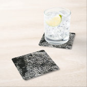 白黒サンゴI抽象芸術自然写真 スクエアペーパーコースター (インサイチュ)