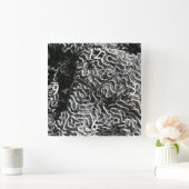 白黒サンゴI抽象芸術自然写真 スクエア壁時計 (ホーム)