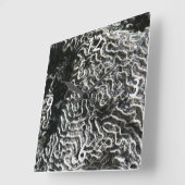 白黒サンゴI抽象芸術自然写真 スクエア壁時計 (傾斜)