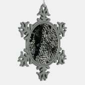 白黒サンゴI抽象芸術自然写真 スノーフレークピューターオーナメント (左)