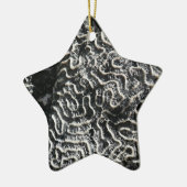 白黒サンゴI抽象芸術自然写真 セラミックオーナメント (左)