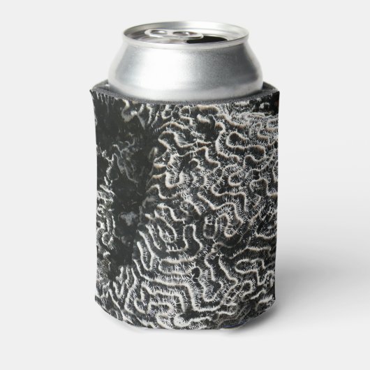 白黒サンゴI抽象芸術自然写真 缶クーラー (缶裏面)