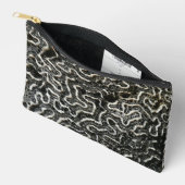 白黒サンゴII抽象芸術自然写真 アクセサリーポーチ (見開き)