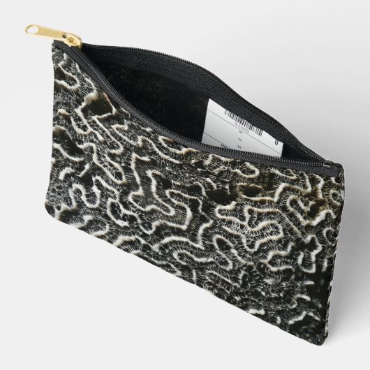 白黒サンゴII抽象芸術自然写真 アクセサリーポーチ (見開き)