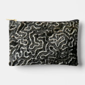 白黒サンゴII抽象芸術自然写真 アクセサリーポーチ (正面)