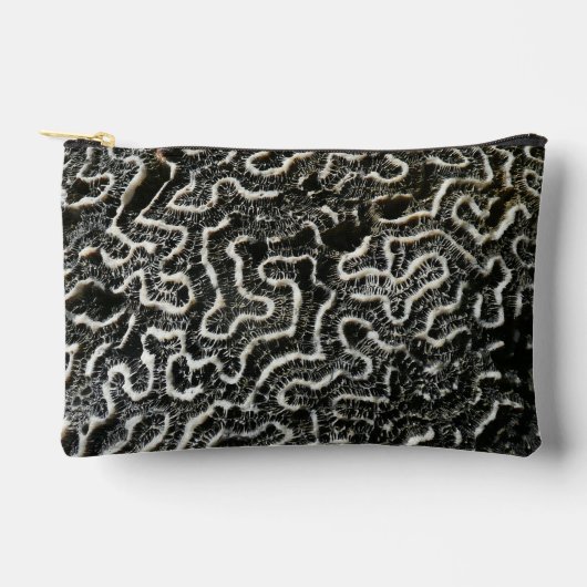 白黒サンゴII抽象芸術自然写真 アクセサリーポーチ (正面)