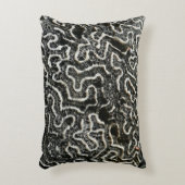 白黒サンゴII抽象芸術自然写真 アクセントクッション (正面(垂直))