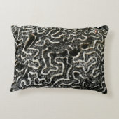 白黒サンゴII抽象芸術自然写真 アクセントクッション (裏面)